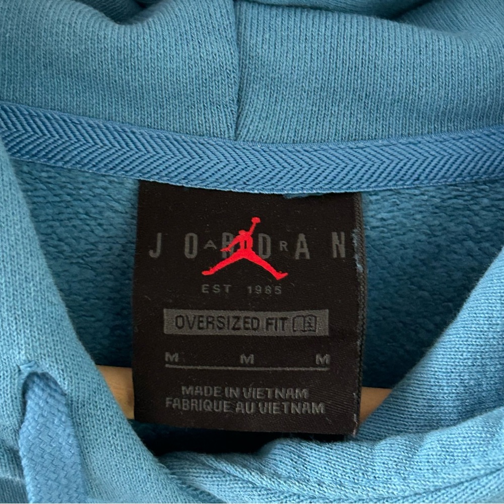 Jordan Flight Oversize Heavyweight Blue Fleece Hoodie Women's M Kangaroo Pocket - Picture 8 of 10